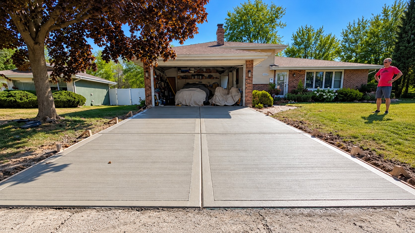 Martin's completed concrete driveway at a Chicago home
