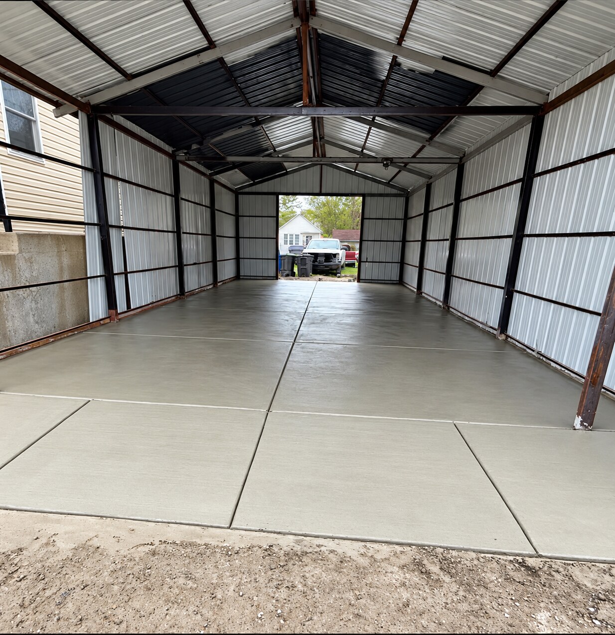 Concrete floor inside a residential garage
